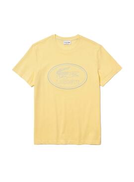 T-Shirt Lacoste Logo Ricamato Giallo per Uomo
