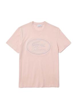 T-Shirt Lacoste Logo ricamato rosa per Uomo