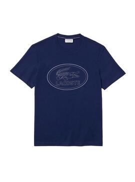 T-Shirt Ricamo del logo Lacoste Blu Navy per Uomo