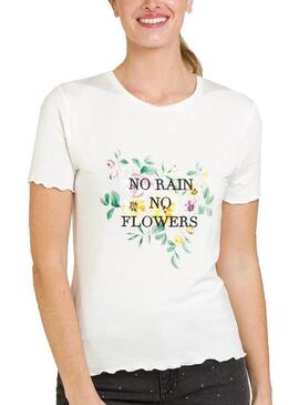 T-Shirt Naf Naf Flowers Bianco per Donna