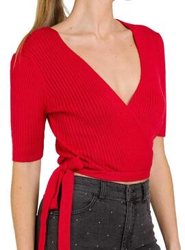 Giacca Naf Naf Bolero Knitted Rosso per Donna