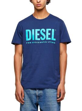 T-Shirt Diesel T-DIEGO-LOGO Blu per Uomo
