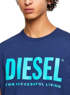 T-Shirt Diesel T-DIEGO-LOGO Blu per Uomo