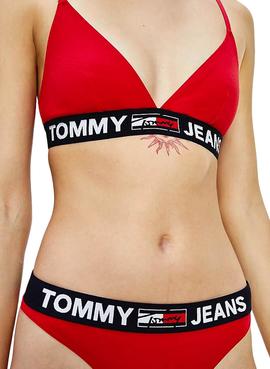 Top Tommy Jeans Triangle Rosso per Donna