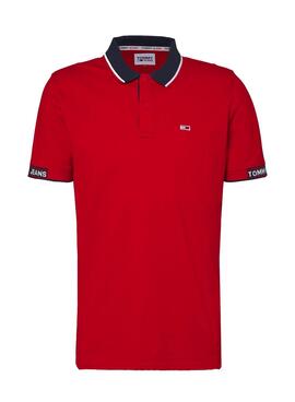 Polo Tommy Jeans Jaquard Rosso per Uomo