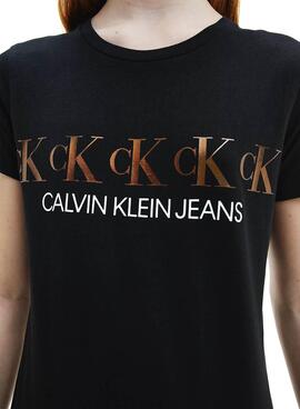 Vestito Calvin Klein Repeat Foil Nero per Bambina