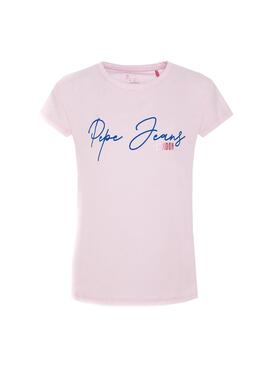T-Shirt Pepe Jeans Nina Optic Rosa per Bambina