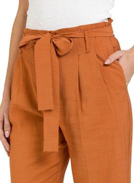Naf Naf Paperbag Pantaloni arancioni Donna