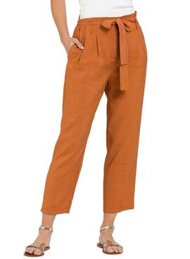 Naf Naf Paperbag Pantaloni arancioni Donna