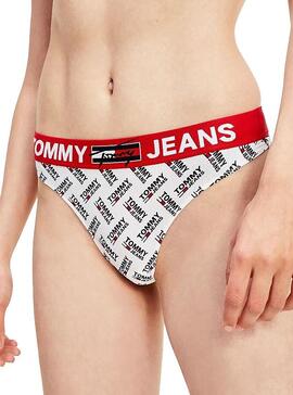 Perizoma Tommy Jeans Thong Print Bianco per Donna