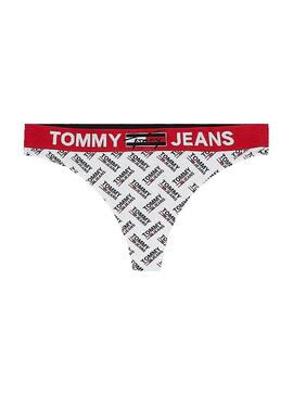 Perizoma Tommy Jeans Thong Print Bianco per Donna