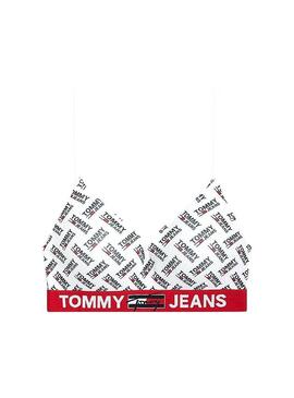 Bralette Tommy Jeans Lift Print Bianco per Donna