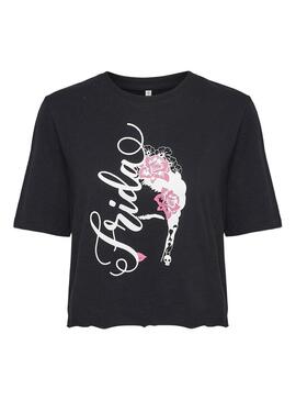 T-Shirt Only Frida Kahlo Life Nero per Donna