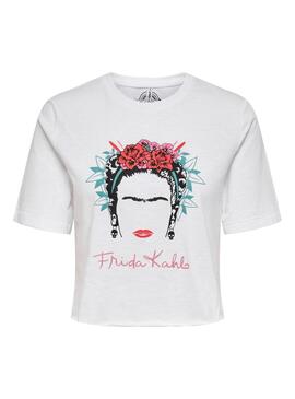 T-Shirt Only Frida Kahlo Life Bianco per Donna