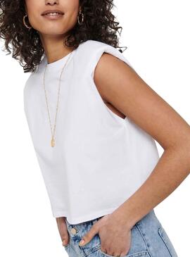 Top Only Jen Life Bianco per Donna