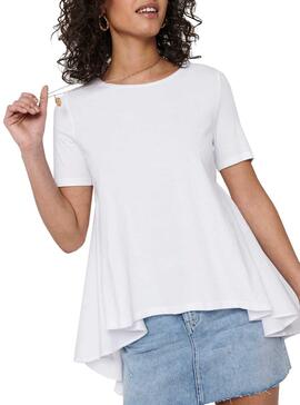 T-Shirt Only Essa Life Long Bianco per Donna