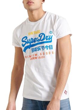 T-Shirt Superdry Basic Logo Bianco per Uomo