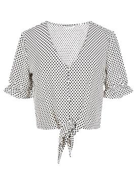 T-Shirt Naf Naf Dots Bianco per Donna