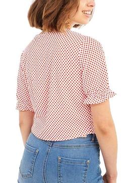 T-Shirt Naf Naf Dots Rosso per Donna