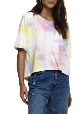 T-Shirt Only Zoey Life Bianco Tie Dye per Donna