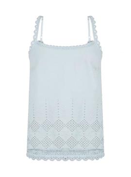 T-Shirt Naf Naf Crochet Blu per Donna