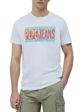 T-Shirt Pepe Jeans Mark Bianco per Uomo