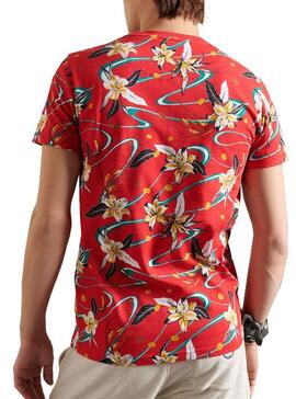 T-Shirt Superdry Aop Pocket Rosso per Uomo