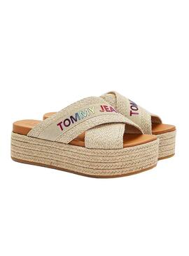 Sandali Tommy Jeans Rainbow Beige per Donna