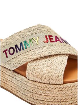 Sandali Tommy Jeans Rainbow Beige per Donna