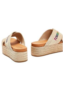 Sandali Tommy Jeans Rainbow Beige per Donna