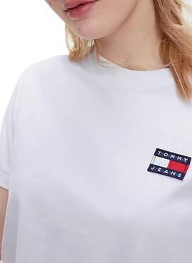 T-Shirt Tommy Jeans Badge Tee Bianco per Donna