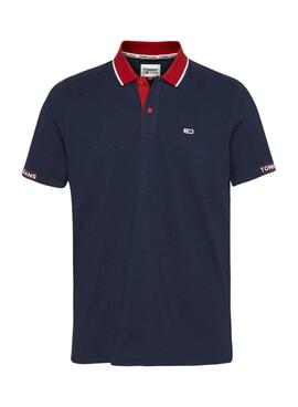 Polo Tommy Jeans Jaquard Blu Navy per Uomo