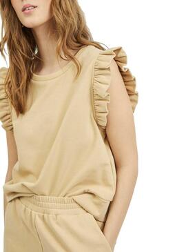 T-Shirt Vila Visvilla Beige per Donna