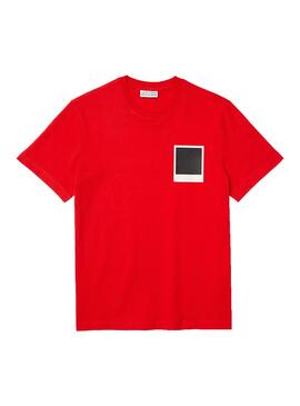 T-Shirt Lacoste x Polaroid Insignia Rosso Uomo
