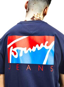 T-Shirt Tommy Jeans Block Graphic Blu Navy