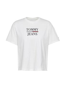 T-Shirt Tommy Jeans Boxy Crop Bianco per Donna