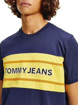 T-Shirt Tommy Jeans Stripe Colorblock Blu Navy