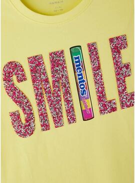 T-Shirt Name It Mentos Denisa Giallo per Donna