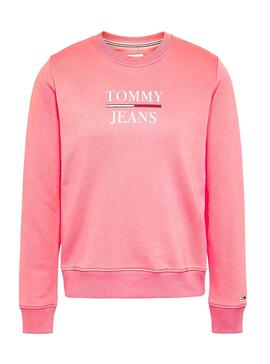 Felpa Tommy Jeans Terry Logo Rosa per Donna