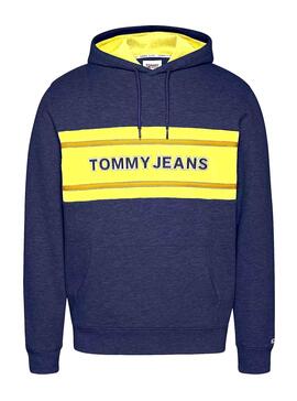 Felpa Tommy Jeans Pieced Band Blu Navy Uomo