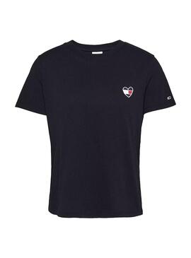 T-Shirt Tommy Jeans Homespun Heart Nero Donna
