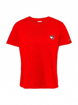 T-Shirt Tommy Jeans Homespun Rosso per Donna