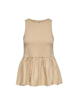 Top Only Emilia Life Beige per Donna