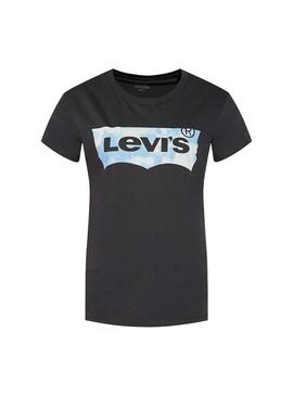 T-Shirt Levis Blown Up Tie Nero per Donna