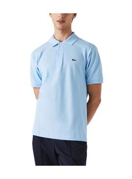 Polo Lacoste Coll Bord Cotes Blu per Uomo