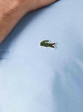 Polo Lacoste Coll Bord Cotes Blu per Uomo