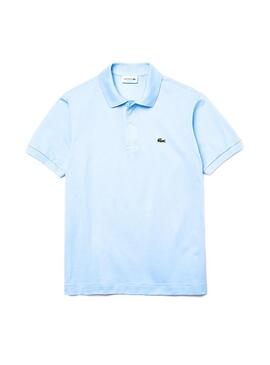 Polo Lacoste Coll Bord Cotes Blu per Uomo