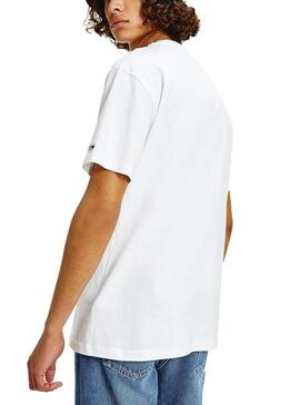 T-Shirt Tommy Jeans  Linear Written Bianco Uomo
