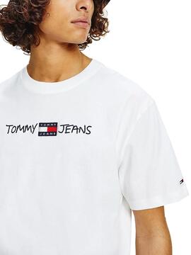 T-Shirt Tommy Jeans  Linear Written Bianco Uomo