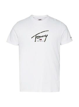 T-Shirt Tommy Jeans Hand Written Bianco Uomo